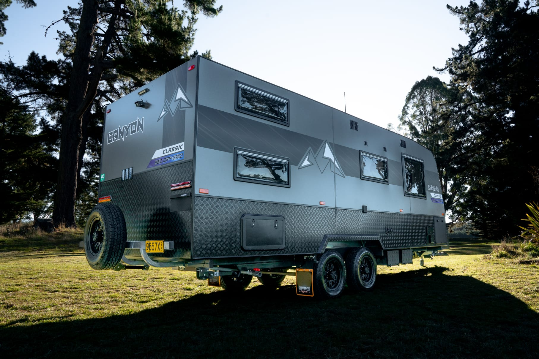 Off-grid caravan at dusk
