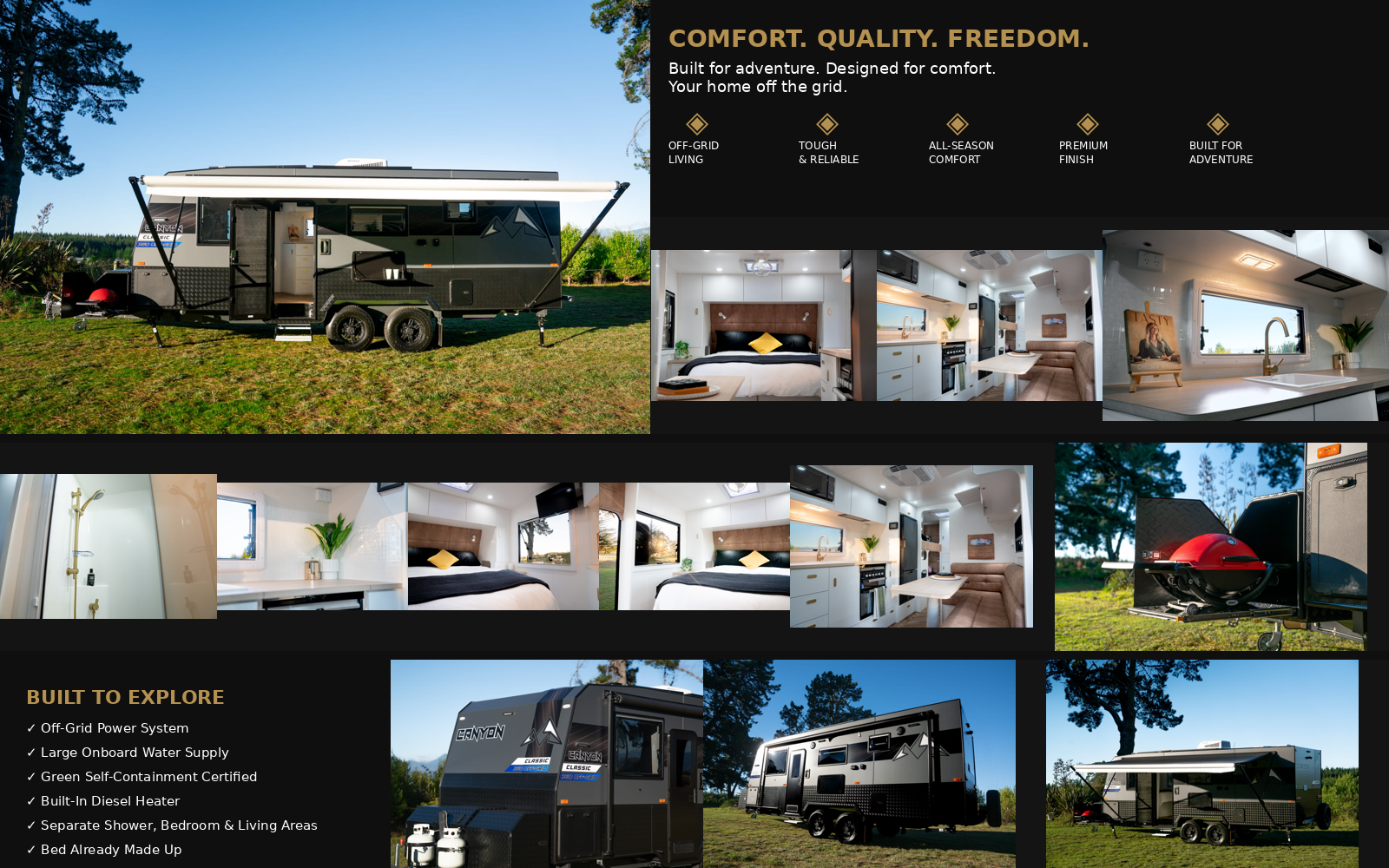 Off-Grid Classic Package showcase — exterior and interior gallery